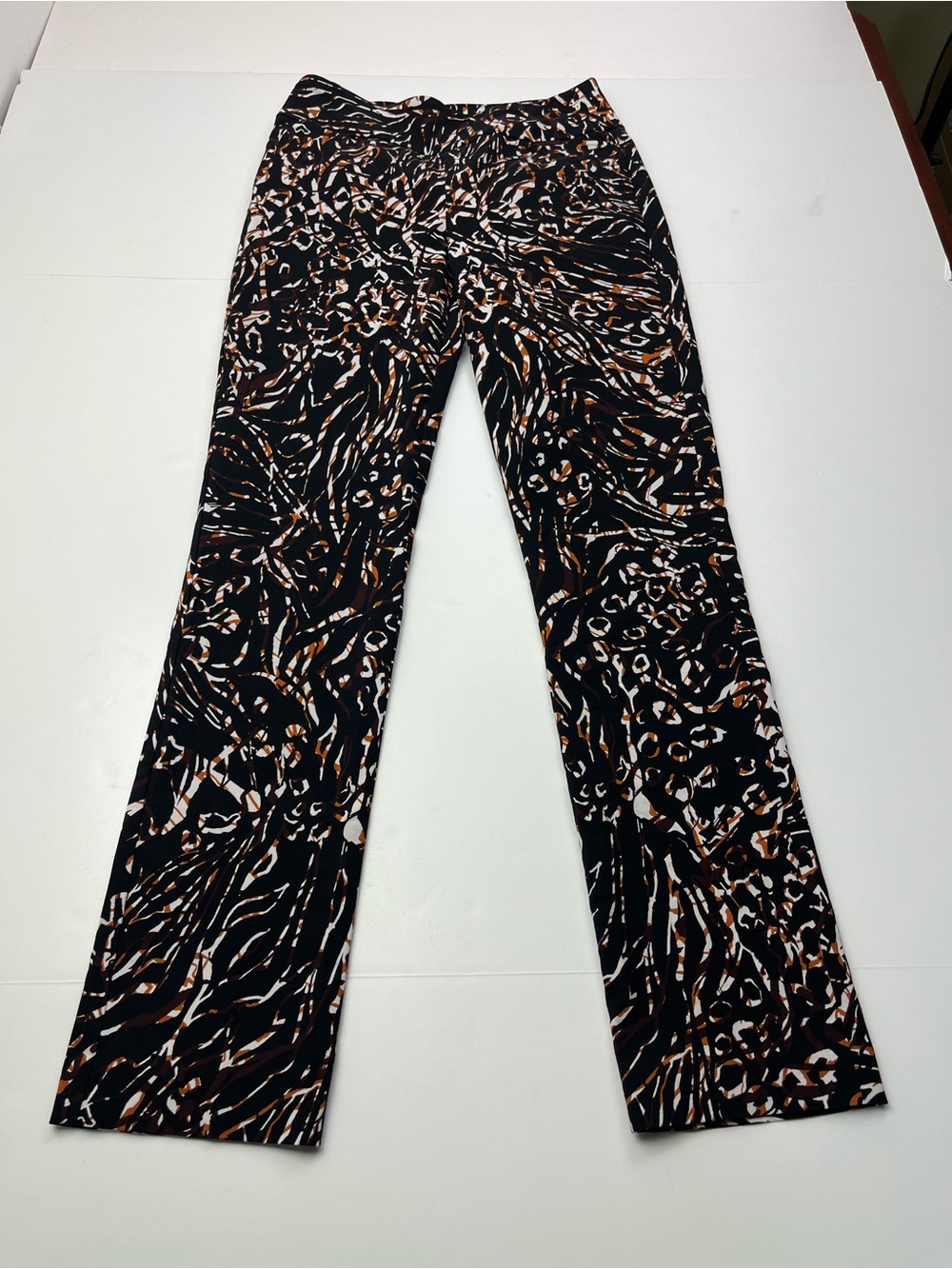 Joseph Ribkoff Printed Pant Rust Black Straight Leg Womens 4‎ Pull-on Stretch